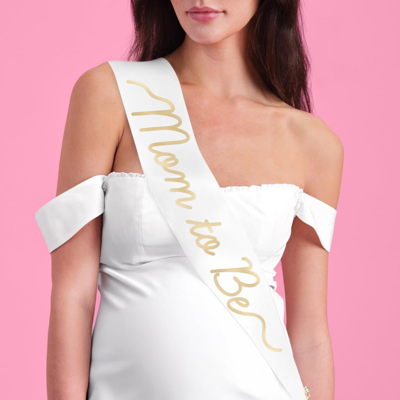 Sash Gold Foil | Baby Shower Accessory, Pregnancy Announcement Supplies, Gender Reveal Party Decorations
